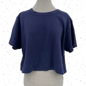 Big Bud Press Dark Navy Blue Honeycomb Crop Top Short Sleeve Tee Unisex Size L